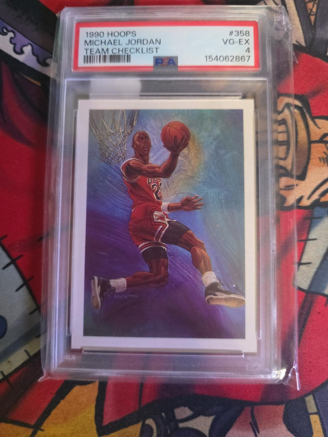 Michael Jordan 1990 Hoops Team Checklist #358 – PSA VG-EX 4