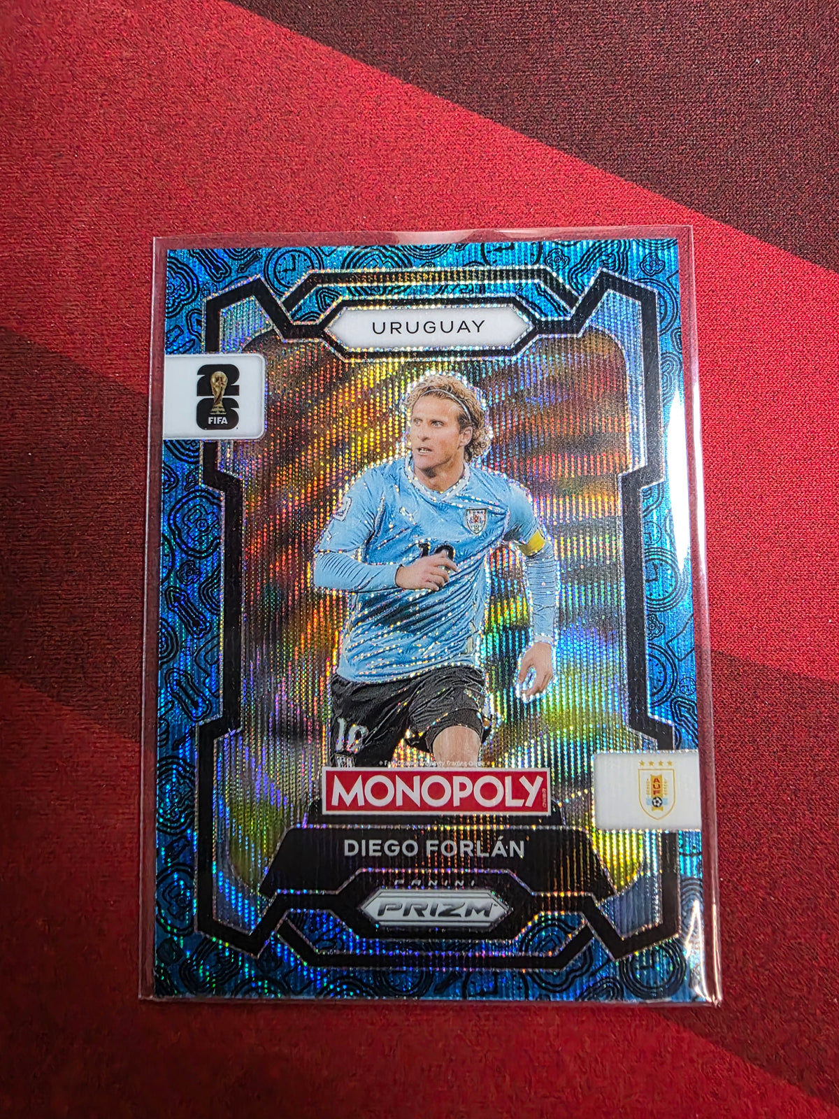 Diego Forlán #68 Four Corners Blue Wave Prizm – 2026 Panini Prizm Monopoly FIFA World Cup