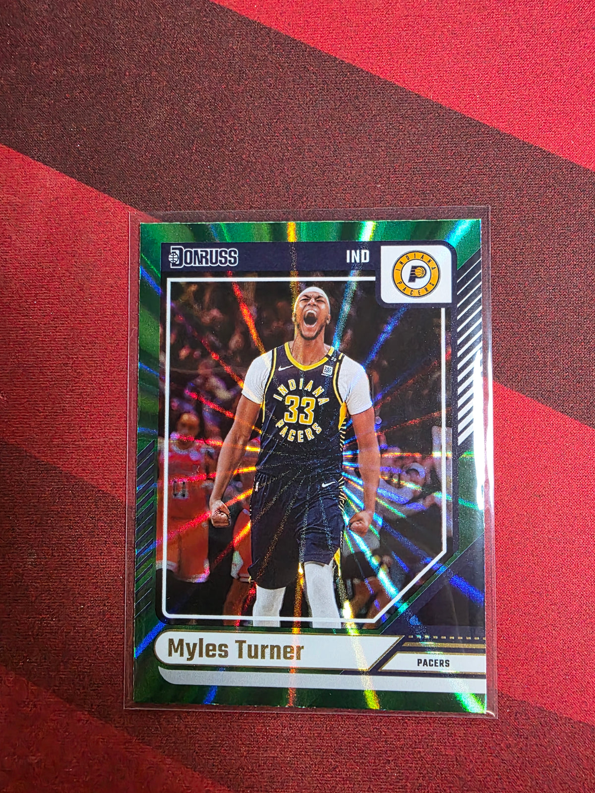 Myles Turner #29 Holo Green Laser – 2024-25 Donruss Basketball