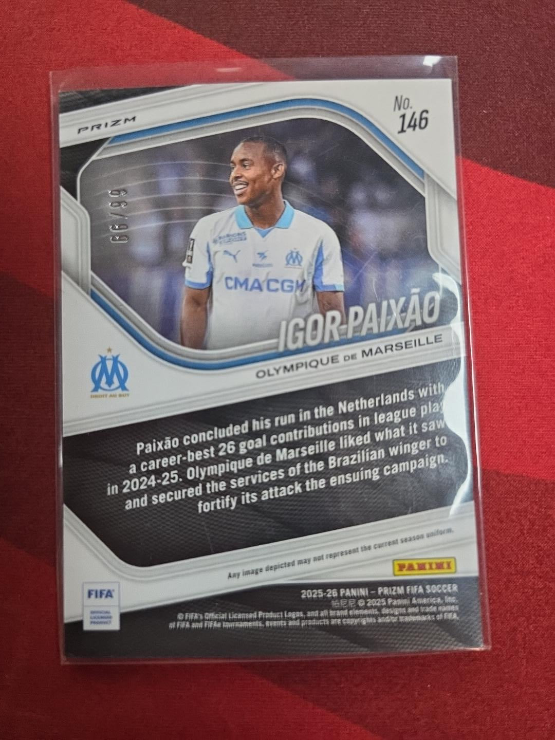 Igor Paixão #146 Red Prizm /99 RC – 2025-26 Panini Prizm FIFA
