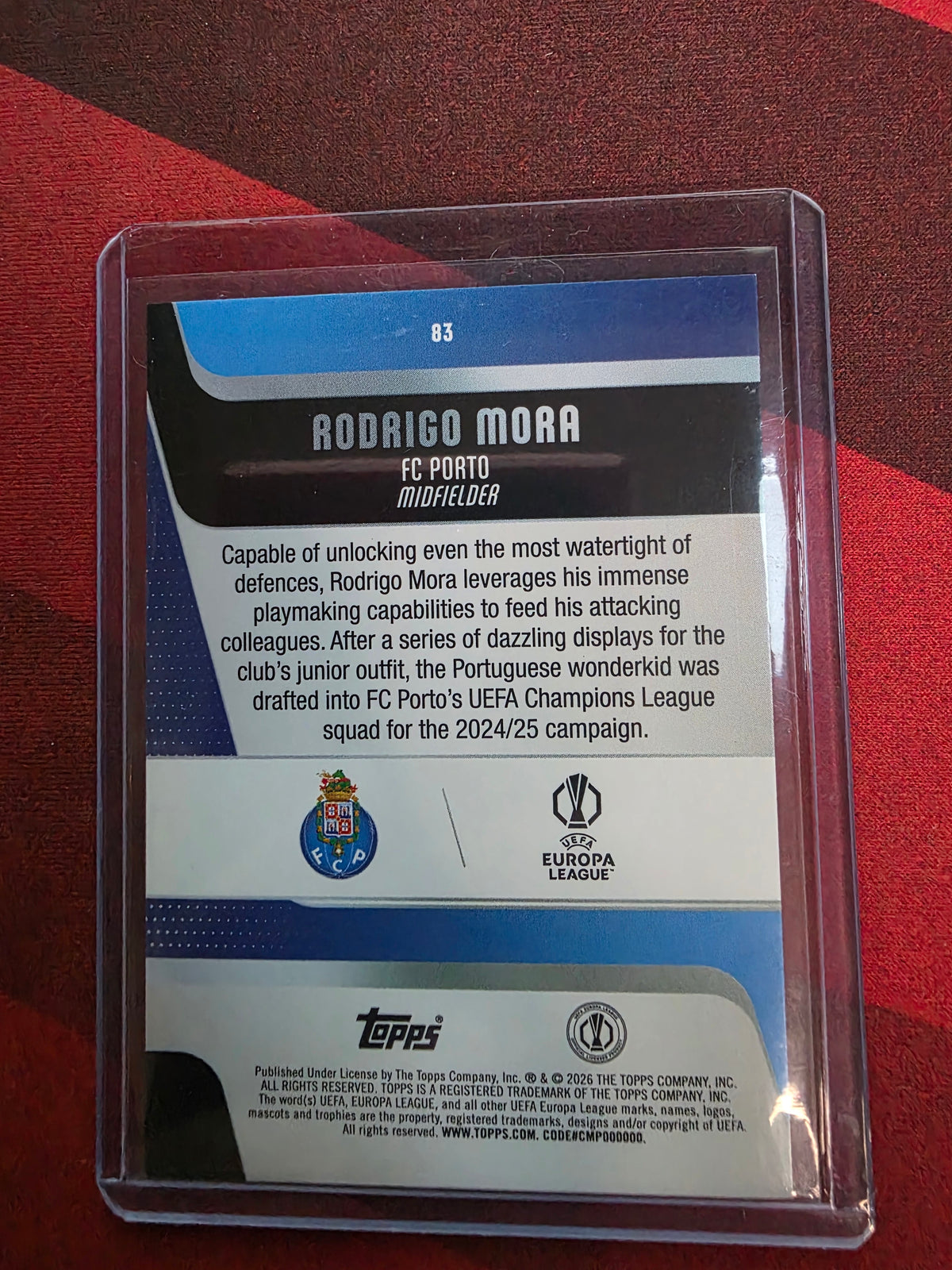 2025-26 Topps UEFA Club Competitions Rodrigo Mora #83 Green Holo /99 – FC Porto