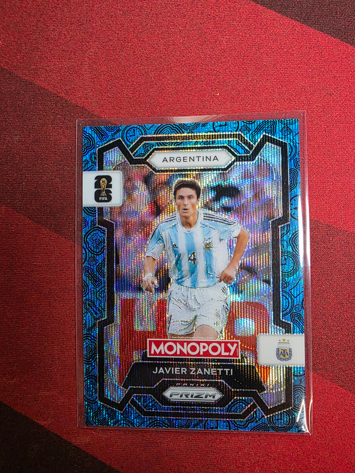 Javier Zanetti #5 Four Corners Blue Wave Prizm – 2026 Panini Prizm Monopoly FIFA World Cup